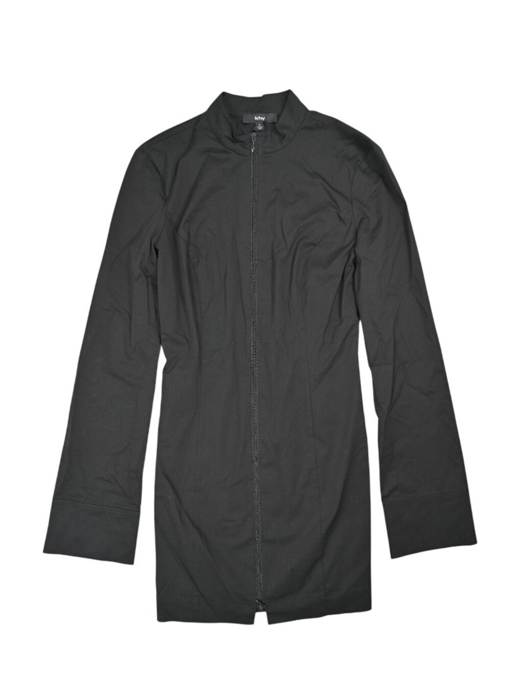 Khy Poplin Long Zip Up Mini Dress in Black